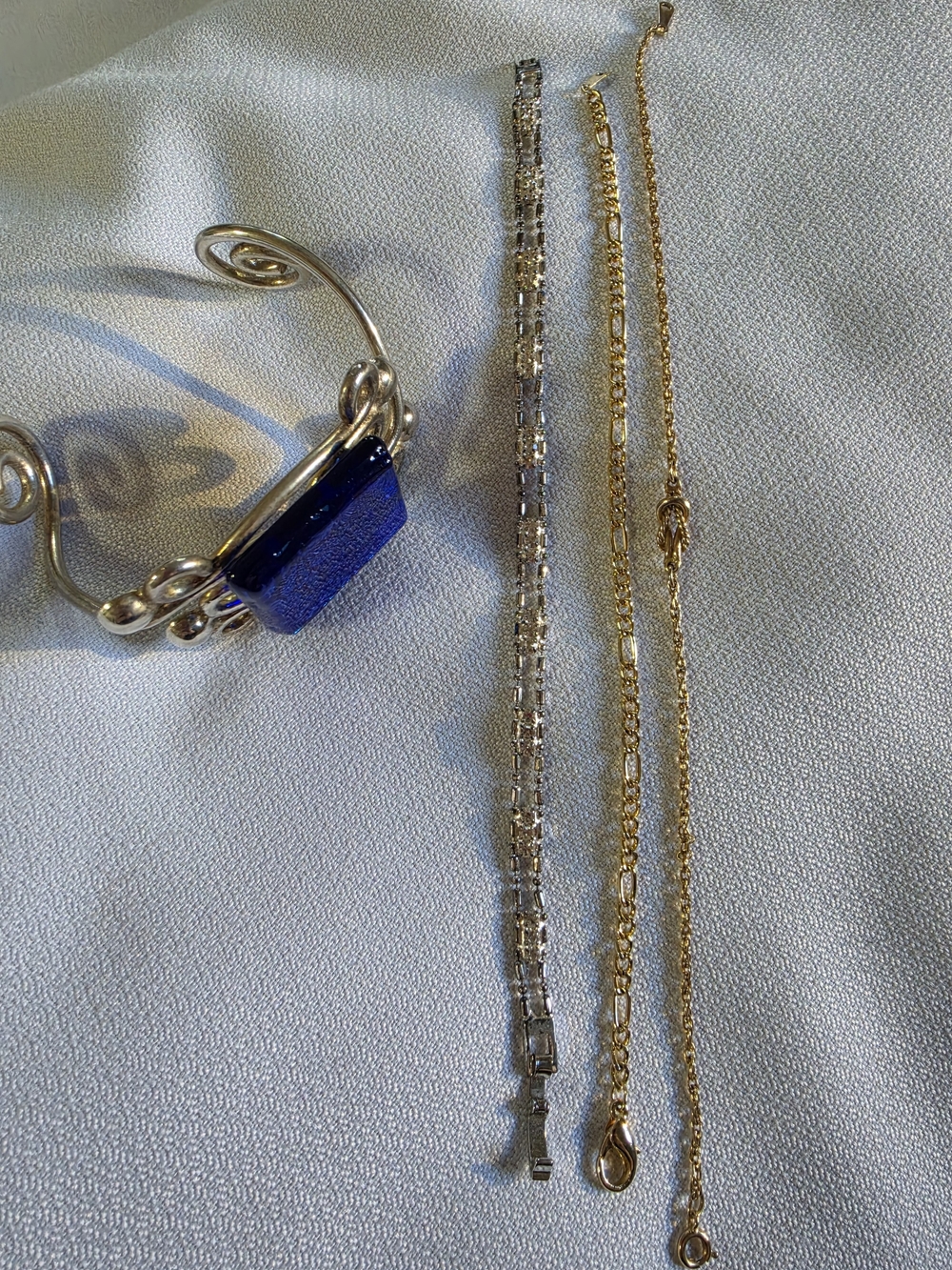 Handcrafted Blue Glass and Mixed Metal Women's Jewelry Set